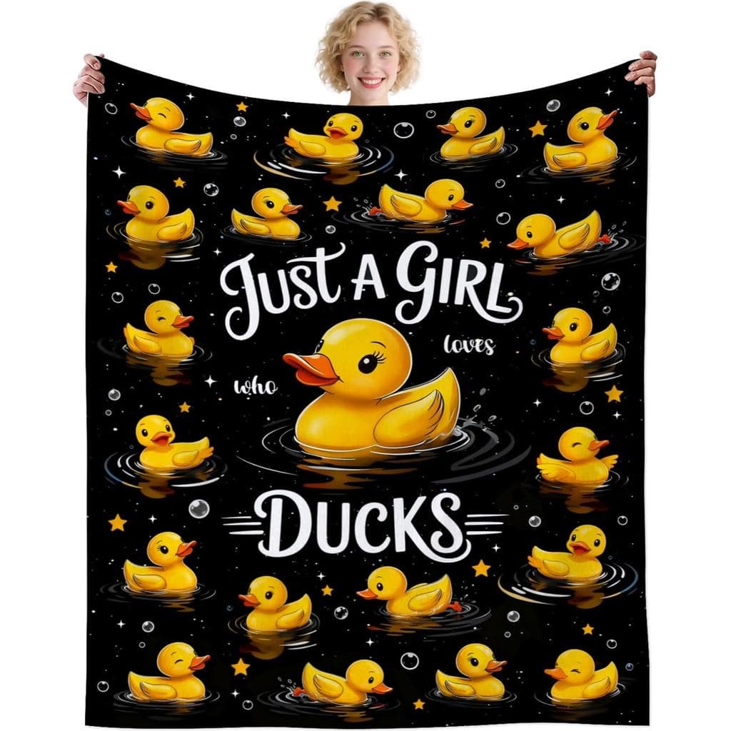 Duck Blanket Soft Warm Fluffy Flannel Rubber Ducks Blanket Themed Throw Blanket Bedding Decor Stuff Blankets Gifts for D