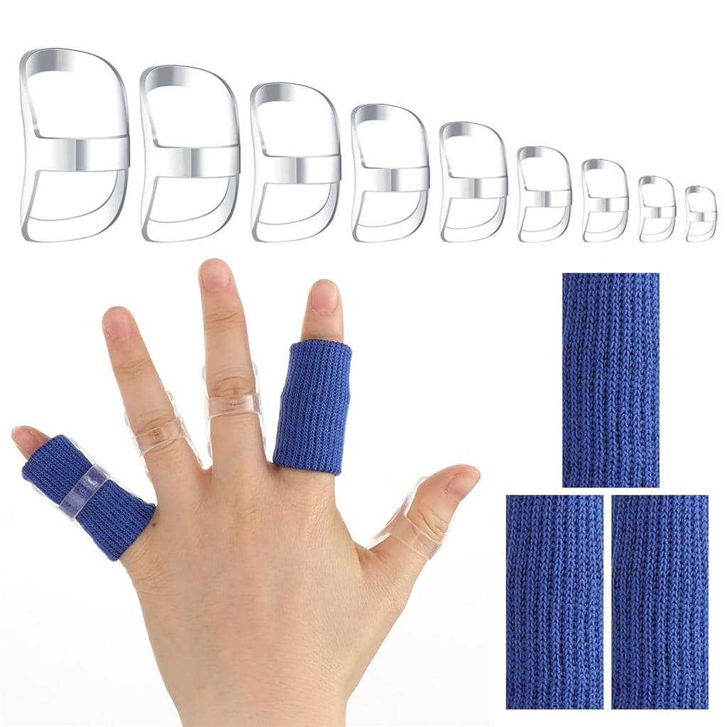 Tala de Dedo Oval 9 Peças, Suporte para Polegar, Talas Graduadas para Dedo em Gatilho, 3 Mangas para Dedos para Suporte
