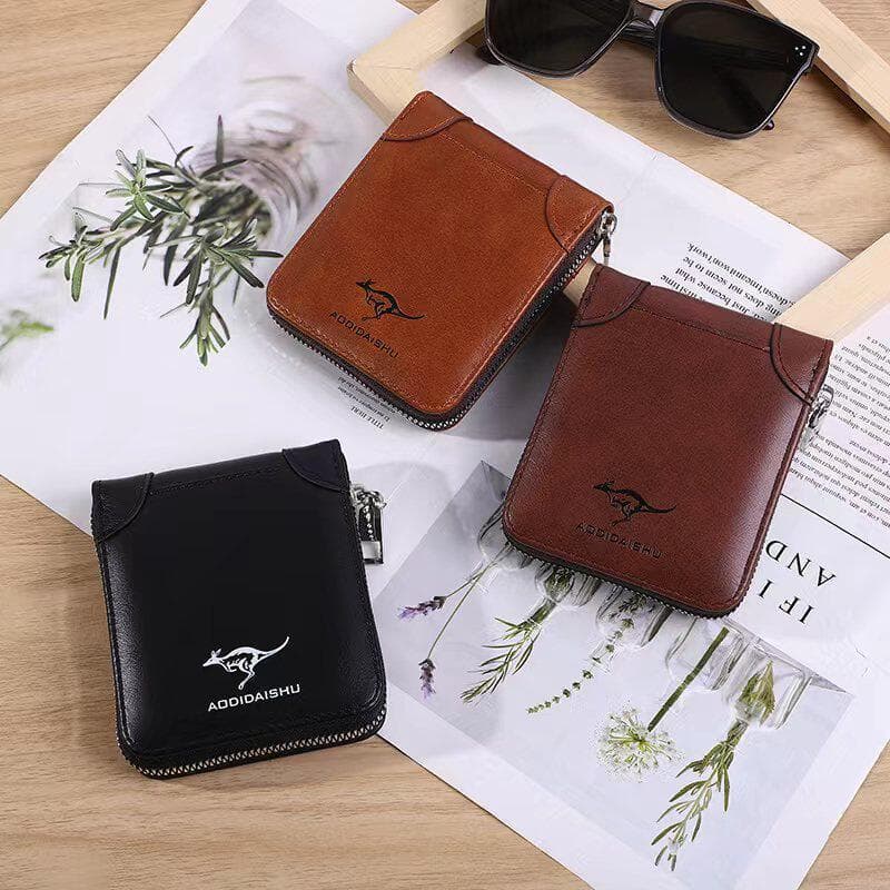 carteira masculina carteira masculina com ziper Novo High-End carteira canguru masculina na moda curto Multi-função vers