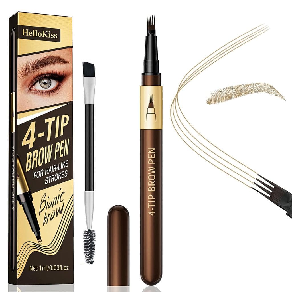 Lápis de Sobrancelha DUDUDUE para Mulheres - Caneta Líquida para Microblading com 4 Pontas, Cria Traços Semelhantes a Ca