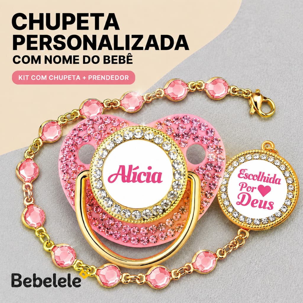 Chupeta para Bebês com Nome Personalizado, Chupeta de Silicone Livre de BPA E0BH