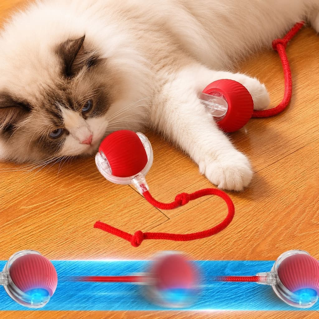Brinquedo Elétrico Interativo Para Gatos Bola Automática com Rabo Simulado Recarregável Diversão Pet