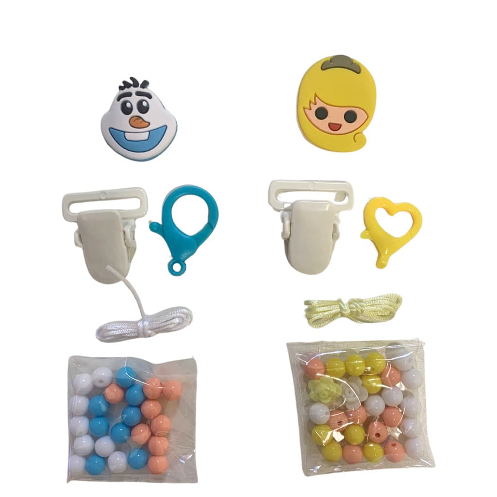 Kit Prendedor de Chupeta Olaf  e Princesa - 02 Kits