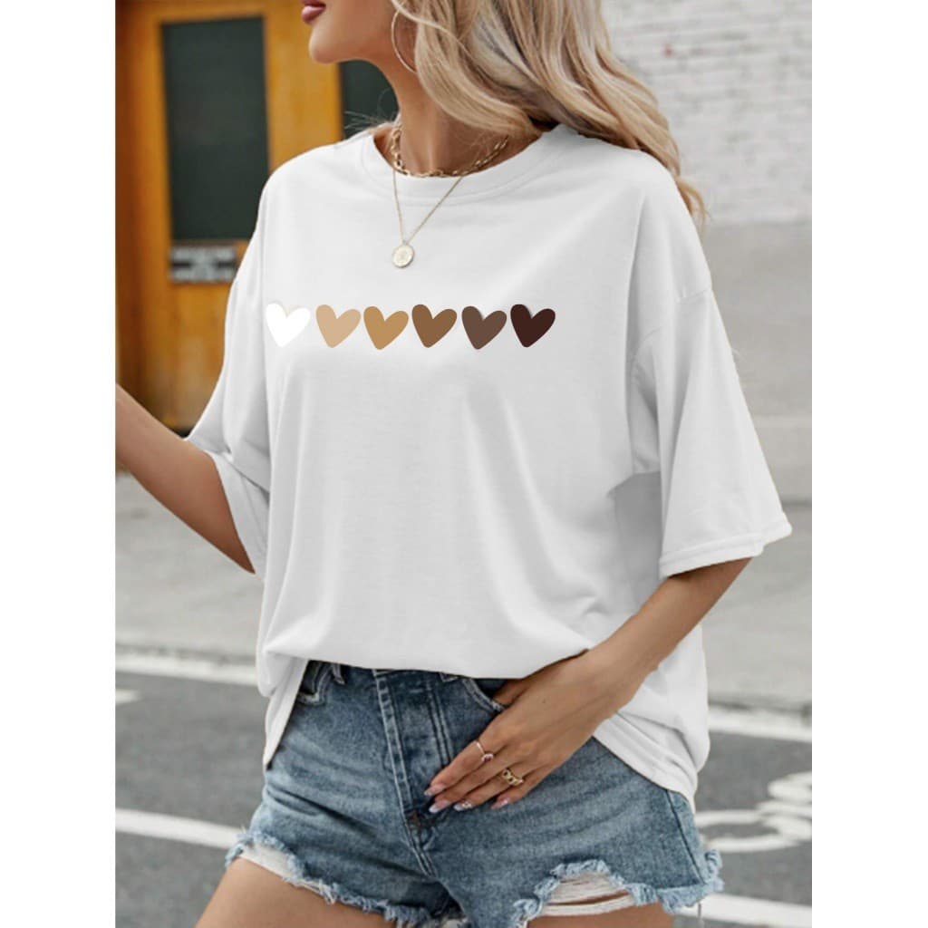 Camiseta Oversized Streetwear Feminina Manga Curta Verão Mulher Estilosa Blusa Confortável Unissex