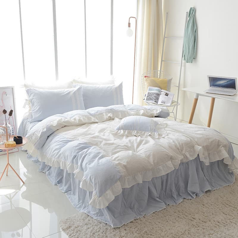 Coreano estilo princesa puro algodão lavado conjunto de quatro peças algodão menina coração colcha capa cama saia influe