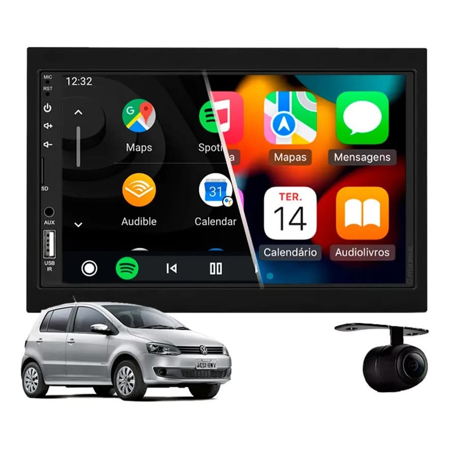 Central Multimídia Carplay Volkswagen Fox 2010 À 2013