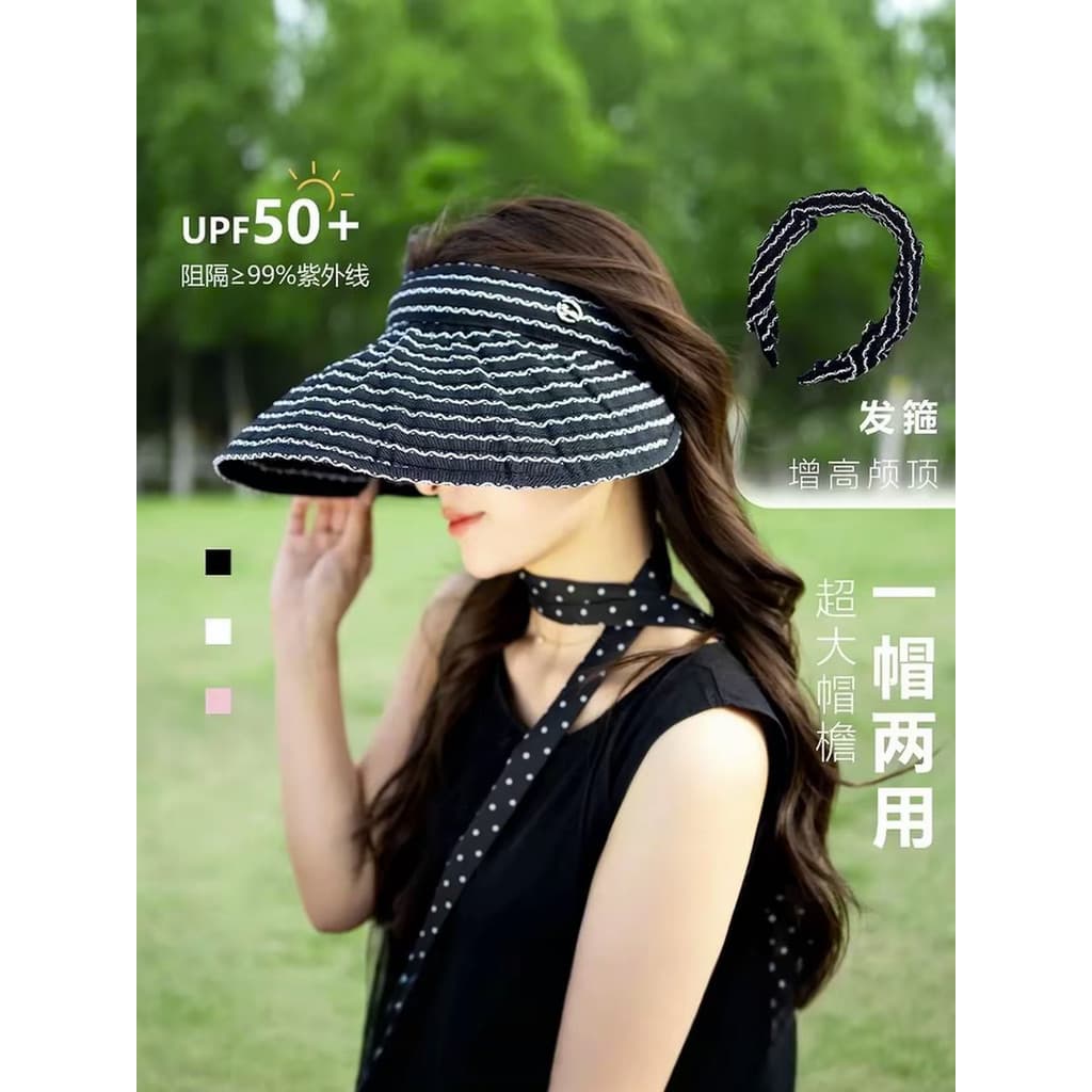 Chapéu de sol de verão Casual dobrável bandana vazio chapéu superior proteção ultravioleta viagem proteção solar listrad