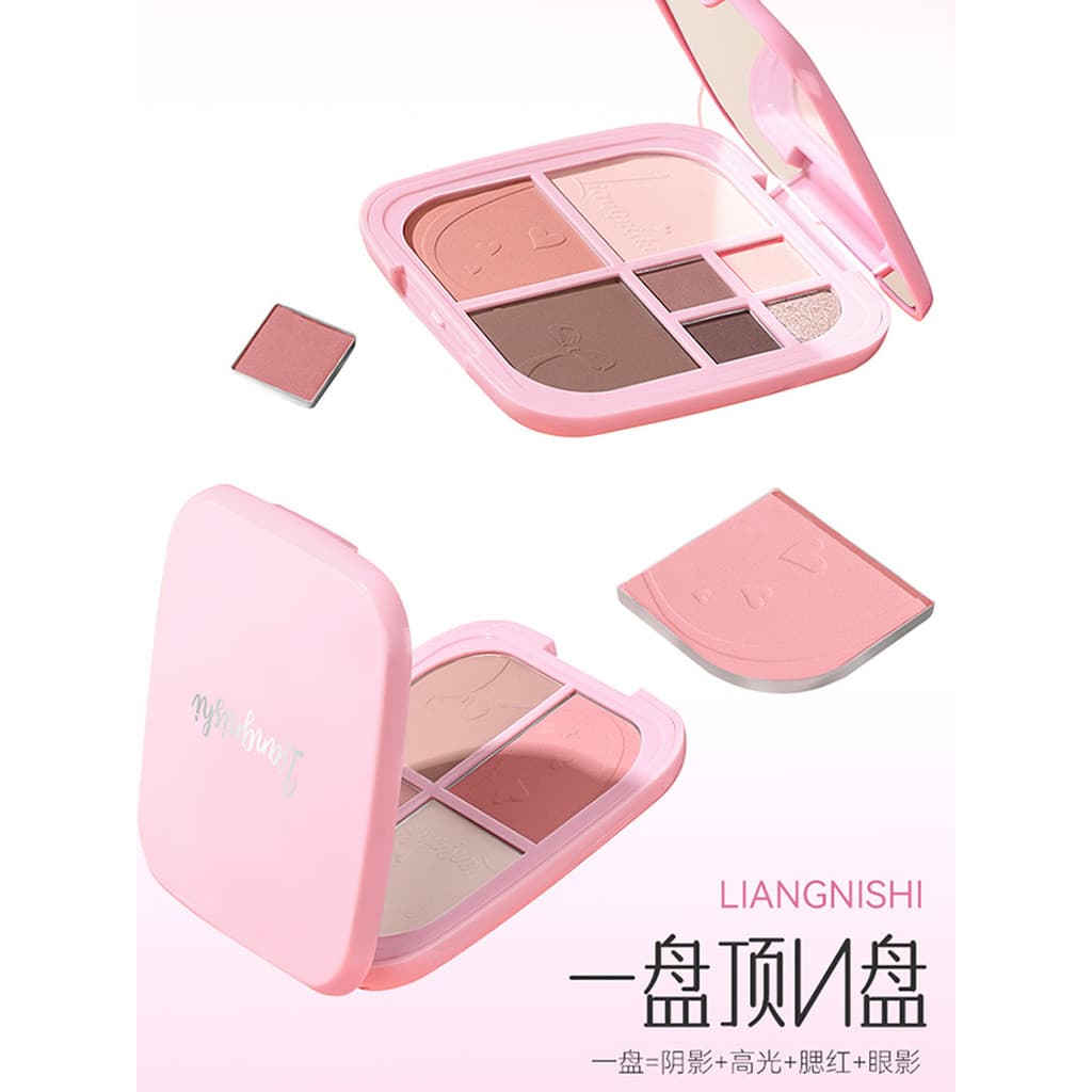 Japonês sete cores abrangente sombra Blush alto brilho paleta de rosto cheio maquiagem leve diária cor terra genuína nov