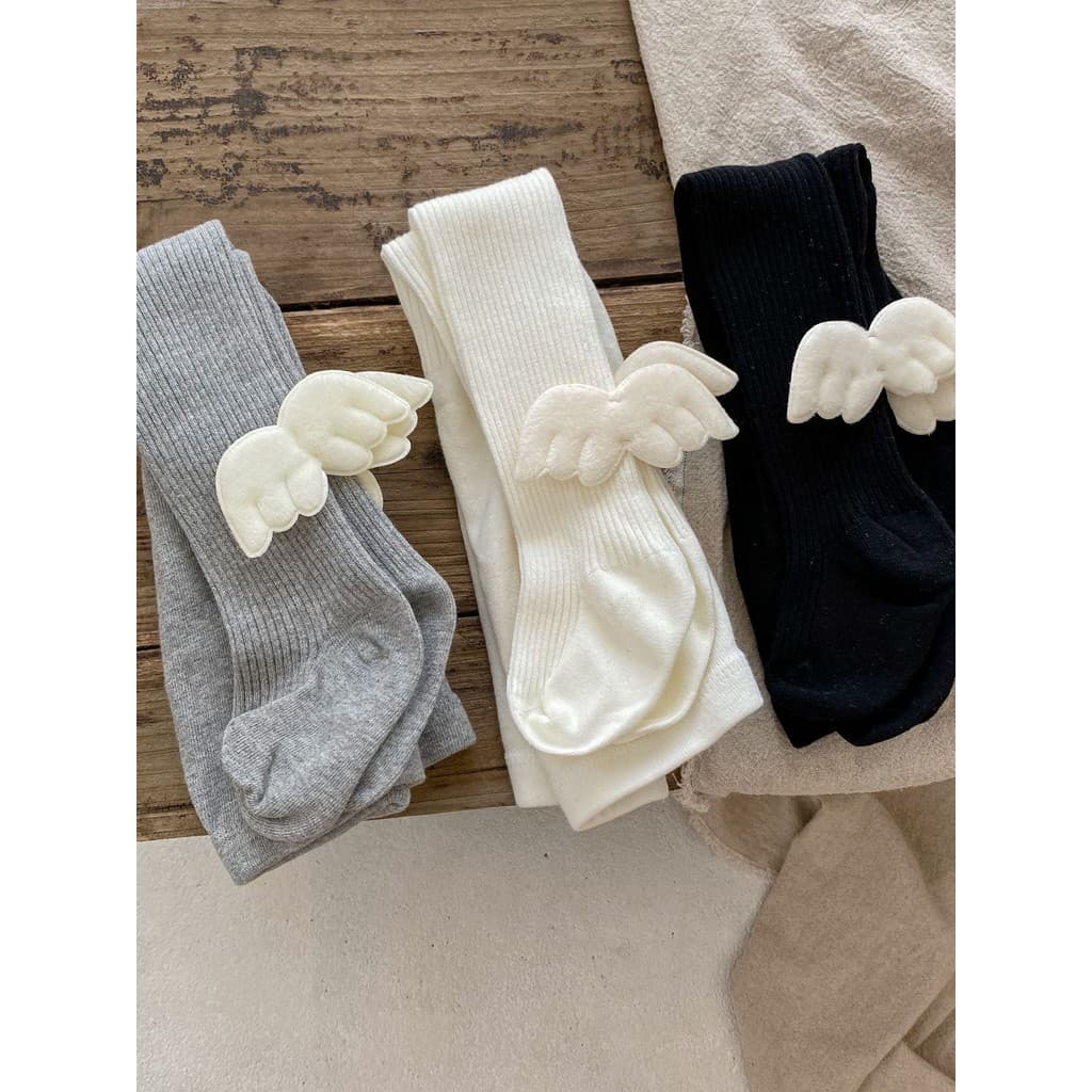 Ins primavera outono estilo bebê menina Leggings bonito asas de anjo pé calças bebê fino grande PP pé meias