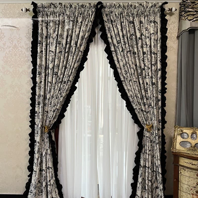 Francês Retro Pastoral romântico guirlanda rococó porta cortina preto pequena fragrância cortina de gaze high-end sentim