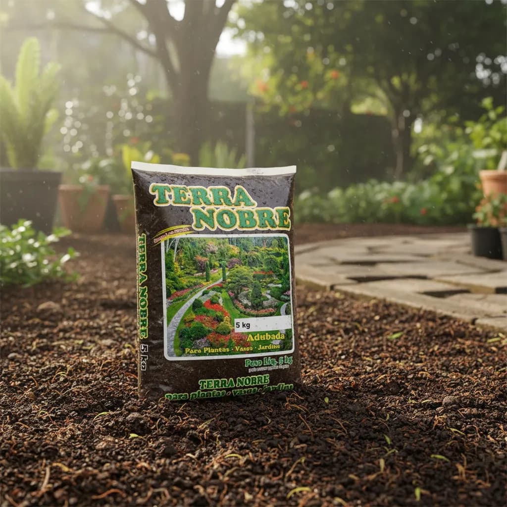 Terra Preta Adubada 5kg - Terra Nobre Jardim hortas plantas gramas vasos orquideas rosas flores flor