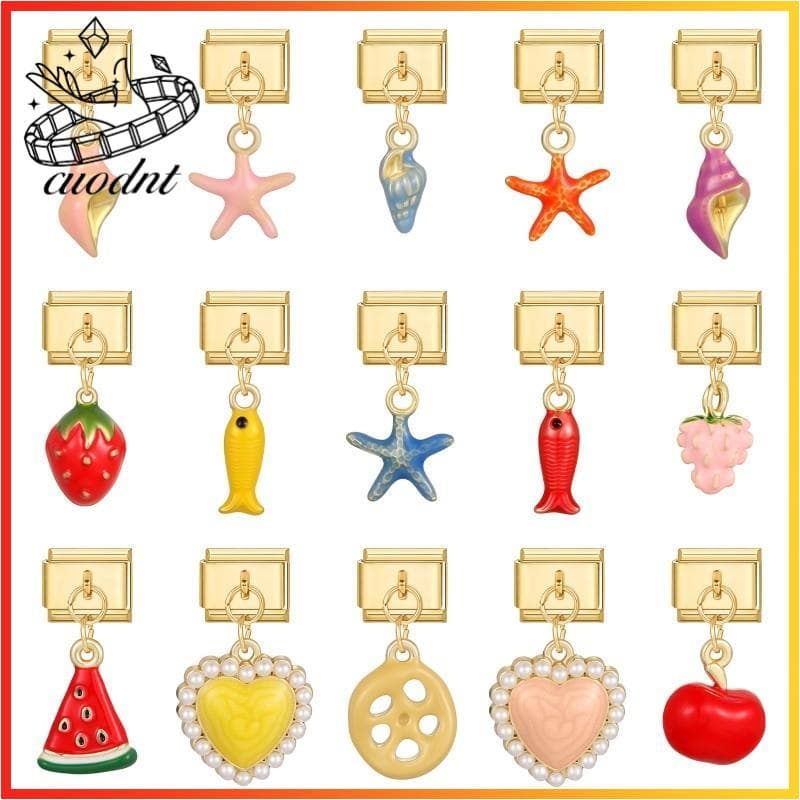 Estrela Do Mar Morango Pingente Italiano Charme Pulseira Caber 9mm De Aço Inoxidável Jóias Fazendo Acessórios DIY Retro