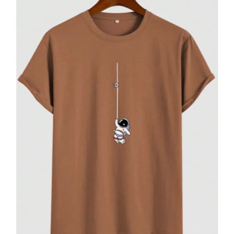 Camiseta Masculina Astronauta Estampada Camisa Masculina Adulto Gola Redonda 100% Algodão Lançamento