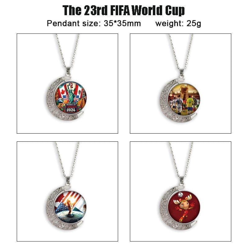 2026 internacional pé união copa do mundo mercadoria colar dupla face cristal rotativo Gem colar casal colar pingente