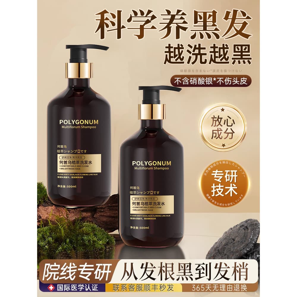 Polygonum Multiflorum Shampoo Anticaspa Anti-Coceira Controle de Óleo Cabelo Fofo Nutritivo Cabelo Preto Planta Ferramen