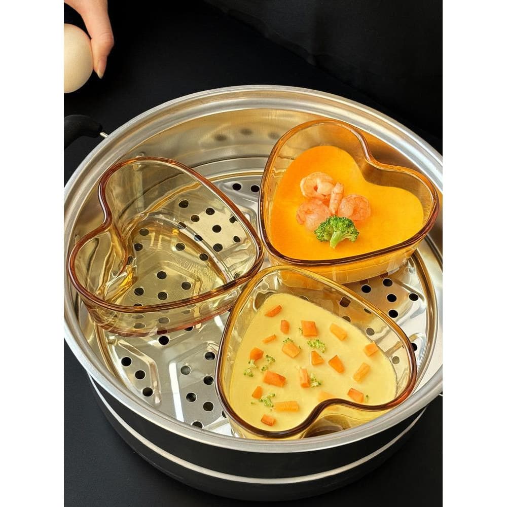 Tigela de ovo cozido no vapor de vidro para crianças domésticas Sopa de ovo de ovo cozido no vapor Tigela especial em fo