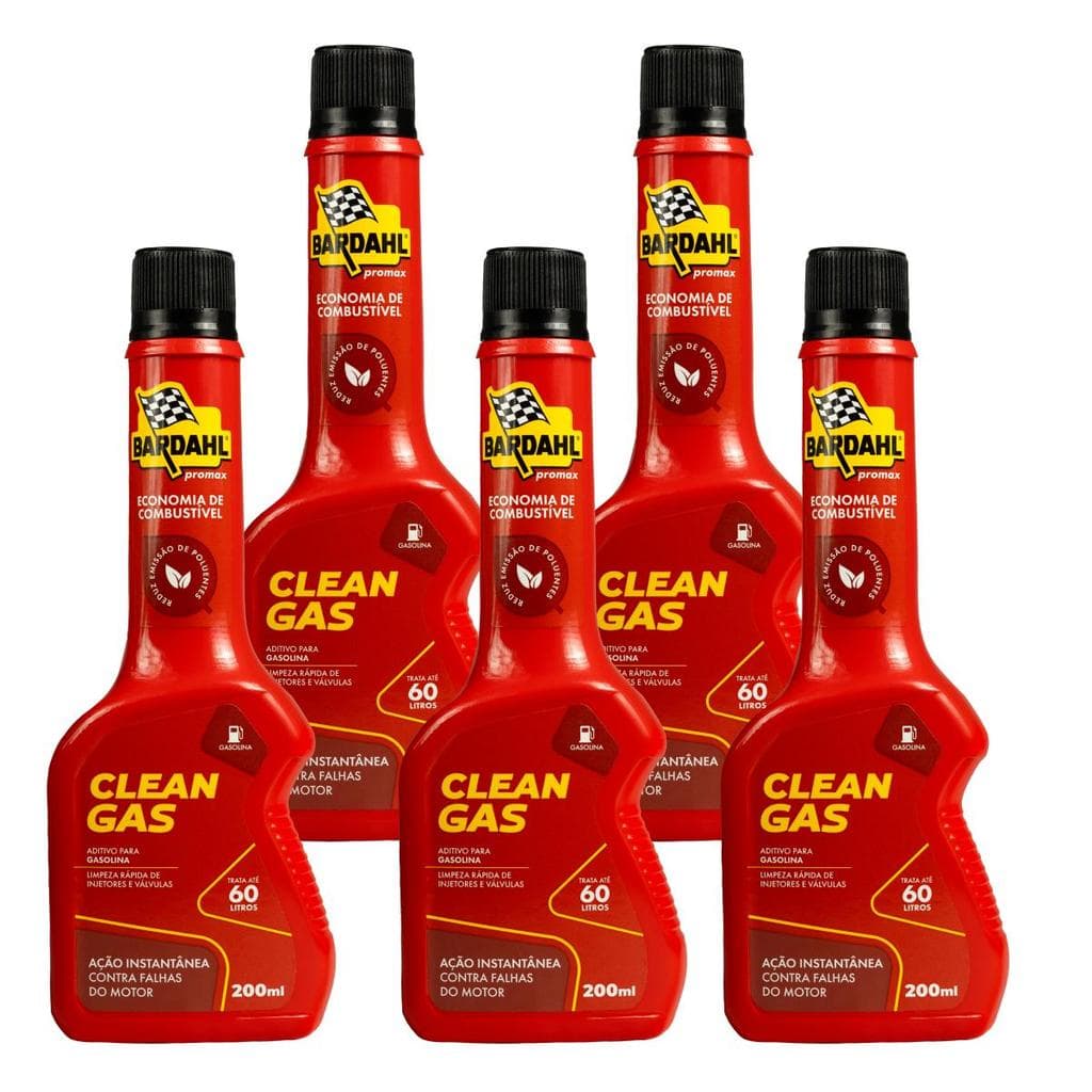 Aditivo Combustível Bardahl Clean Gas 200ml Kit 5 Un.