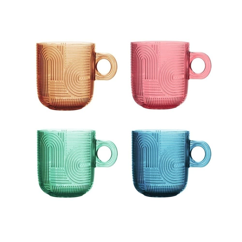 Cj 4 Canecas para Café de Vidro Frankfurt Coloridas 100ml Wolff