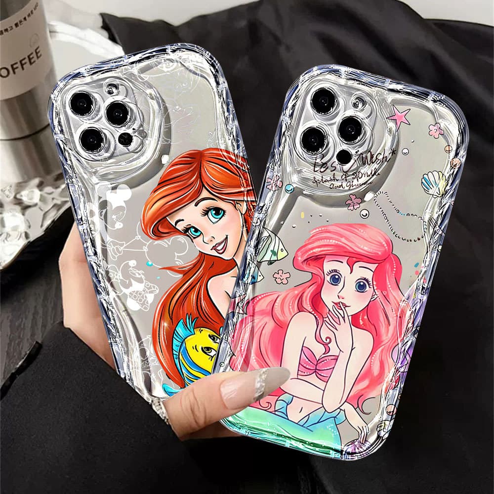Capa De Telefone Ondulada Transparente , Pequena Sereia À Prova De Choque Para Samsung A56 A36 A55 A54 A16 A15 A14 A05 A