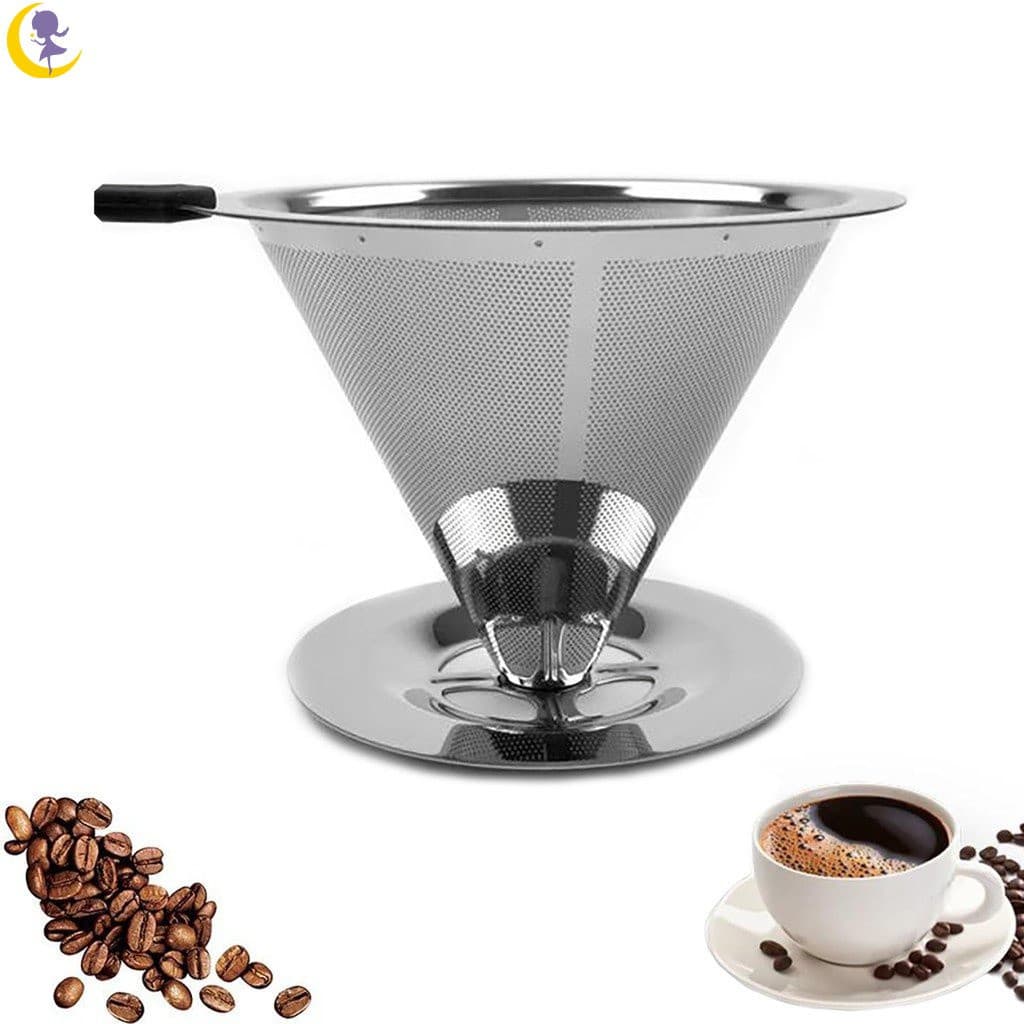 Filtro de Café em Aço Inoxidável Grande Lavável Reutilizável de Alta Qualidade para Cozinha CRT