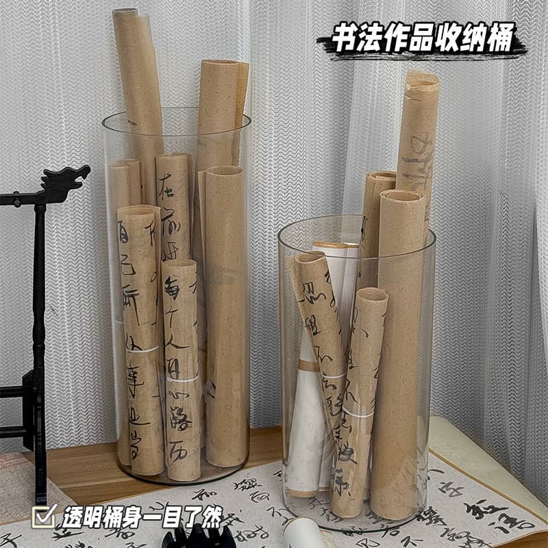 Balde de armazenamento de obras de caligrafia Pintura de caligrafia Pincel de pintura chinesa Cartão de caligrafia Cópia