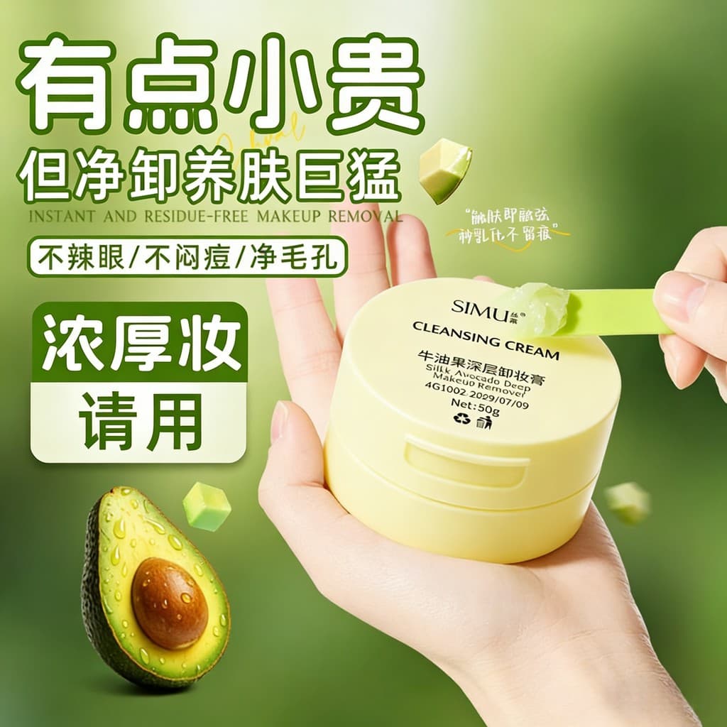 Cortina de seda abacate creme de limpeza pele sensível não irritante óleo de limpeza suave remover cravos limpeza profun
