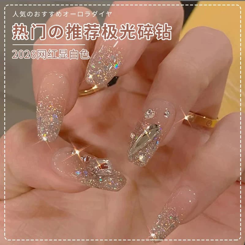 Cola de diamante quebrado Manicure 2026 cor Popular fototerapia de unhas esmalte estroboscópico grandes lantejoulas Supe