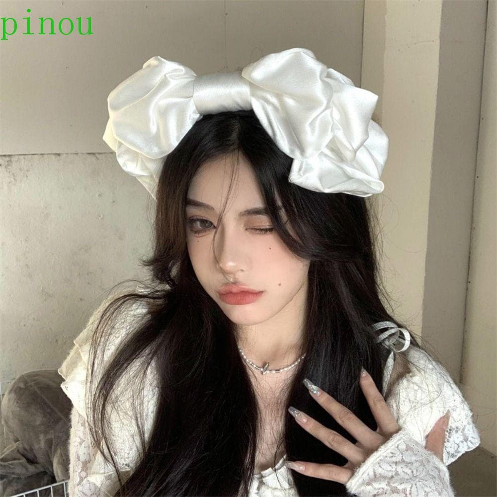 PINOU Faixa De Cabeça Com Laço , Cabelo Adorável Lolita , Acessórios Temperamento , Argola Cosplay De Cetim