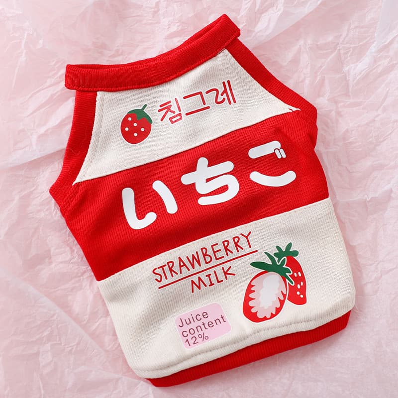 Novo produto verão morango fino colete para animais de estimação Teddy Bichon cão pequeno roupas para cães primavera out