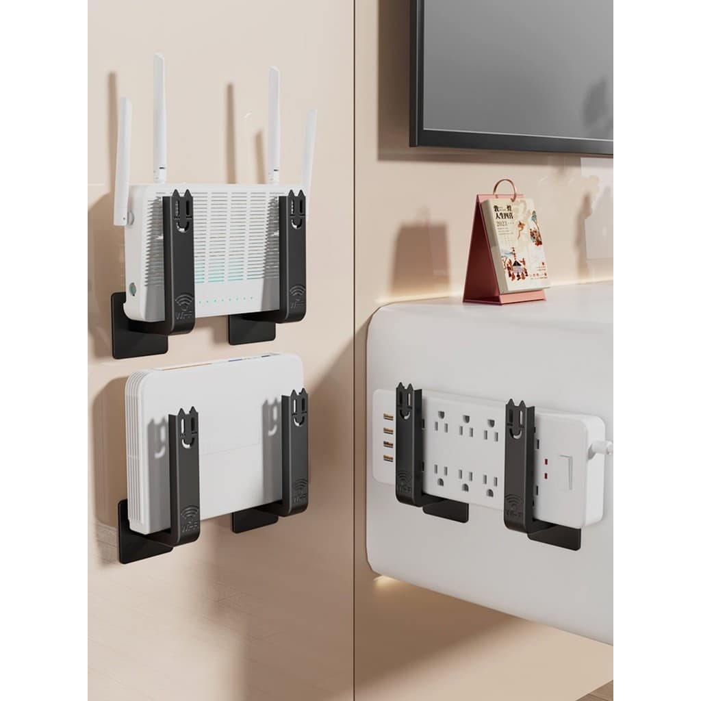 Roteador sem perfuração gancho de armazenamento conjunto-caixa superior fixado na parede gancho pegajoso WIFI luz gato c