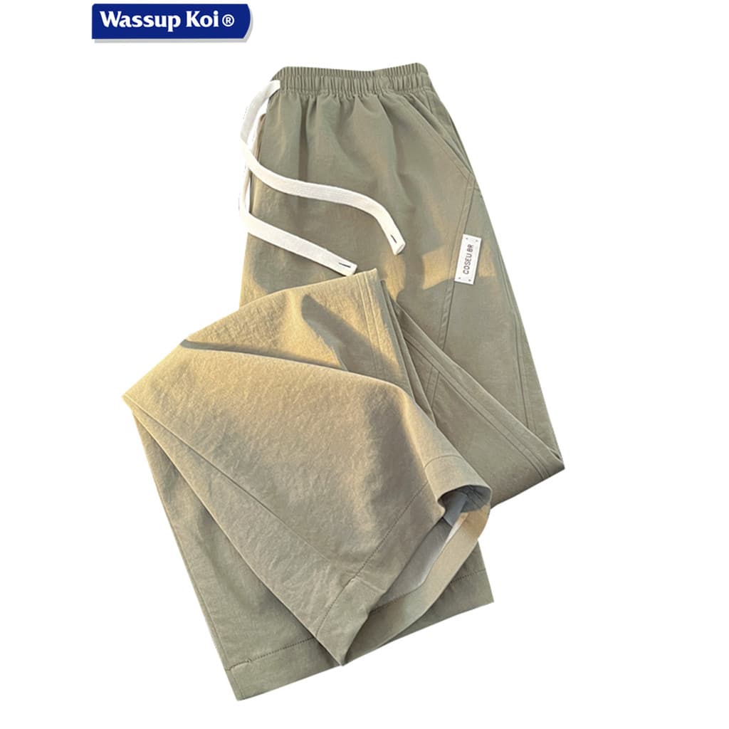 WASSUP KOI Co-Branded Secagem Rápida Verão Outono Calças Masculinas 2025 Primavera Outono Street Wear Calças Retas Solta
