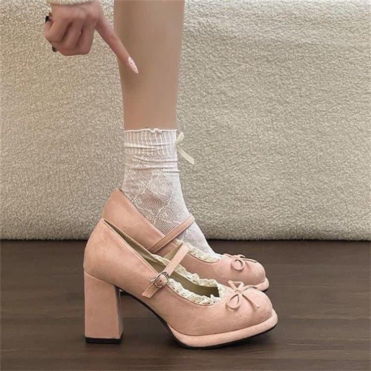 Sapatos Mary Jane de salto médio com bico redondo e salto grosso confortável salto médio salto alto