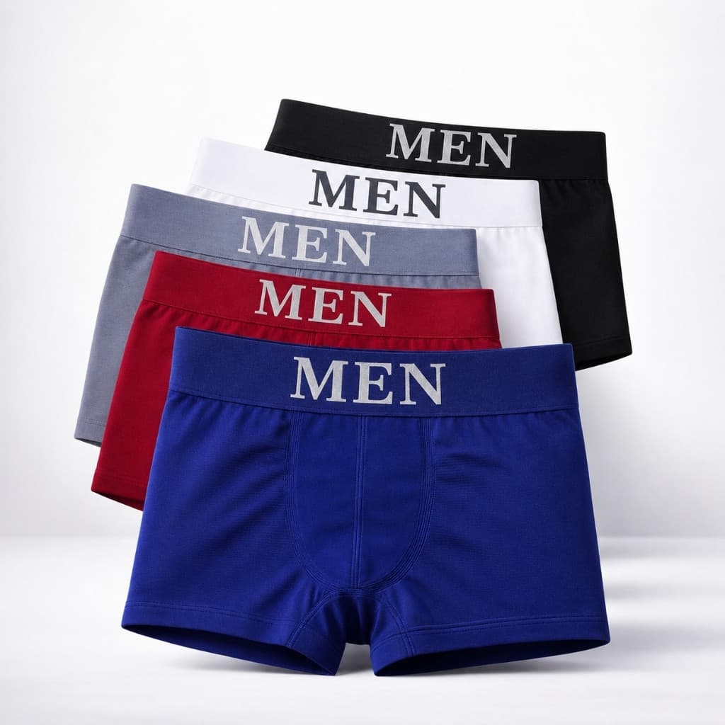 Kit com 5 cuecas boxer masculinas sem costura. Cuecas macias alta elasticidade e conforto diário.