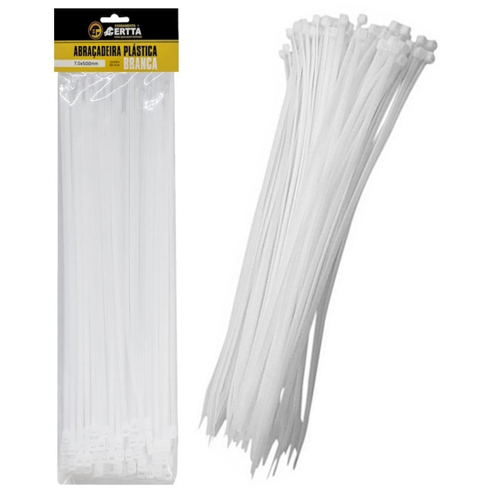 1 Pacote 50 Abraçadeiras Lacre Nylon Enforca Gato Cinta Plástica 7 x 500mm Fita Hellerman 50cm 50un