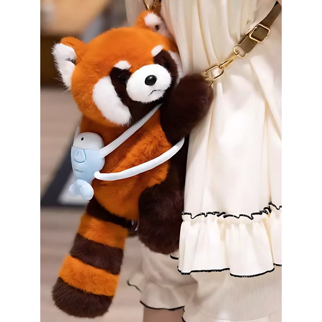 Bonito simulação grande Panda boneca mochila Diagonal pequeno guaxinim mochila saco de pelúcia menina porco rosa pequeno