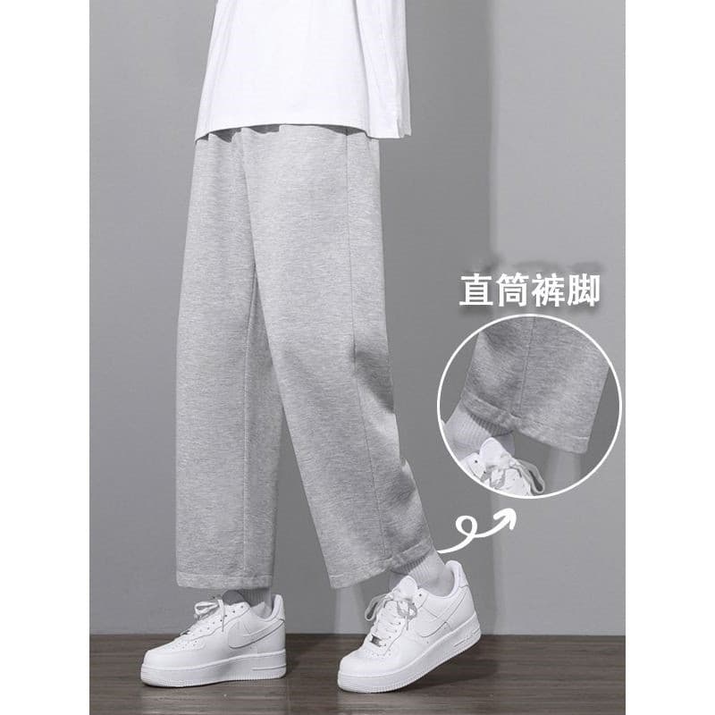 Calças masculinas verão estilo fino cinza calças esportivas cintura elástica calças casuais preto pernas retas calças ma