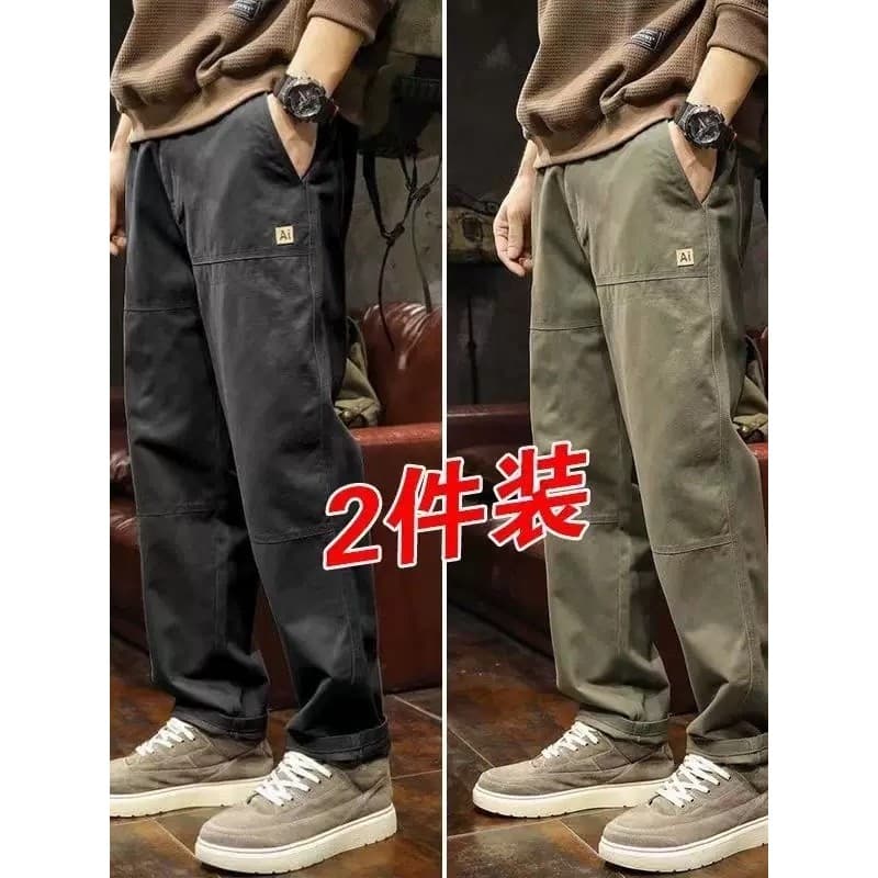 Macacão de trabalho calças masculinas primavera verão estilo fino solto em linha reta resistente ao desgaste resistente