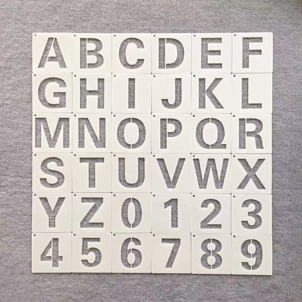 Novo estilo inglês conjunto alfanumérico modelo de pintura oco estudante pintura em Spray parede Graffiti padrão gravura