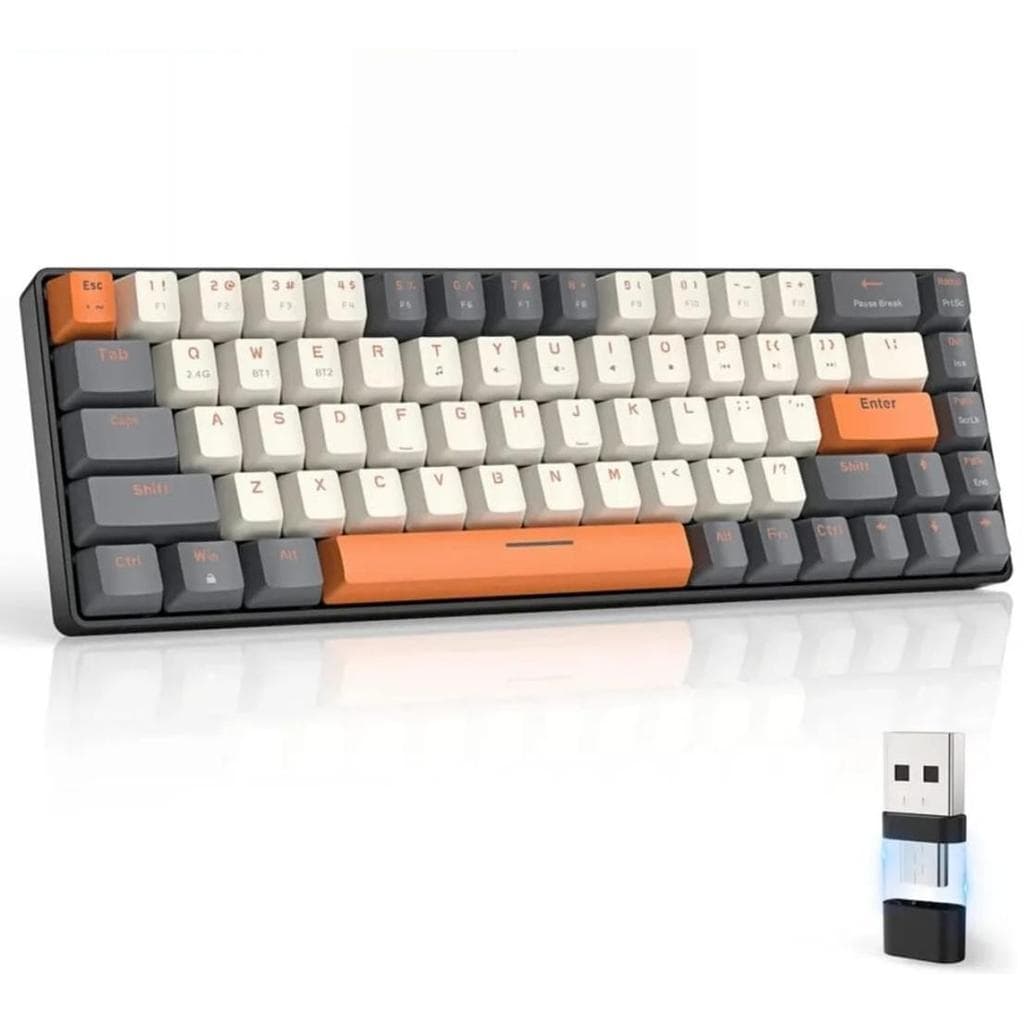 Teclado mecânico sem fio modelo K68 Bluetooth e 2,4GHz,Bluetooth 1, Bluetooth 2 USB tipo C e tipo A conect seu PC ou seu