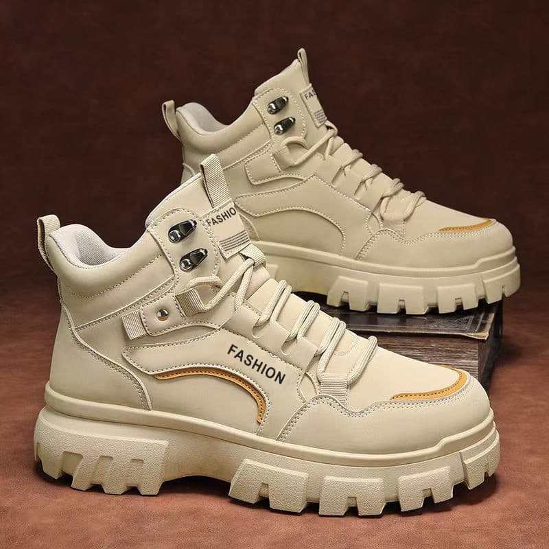 Sapatos de cano alto masculinos primavera novo estilo masculino de sola grossa antiderrapante Martin botas ao ar livre r