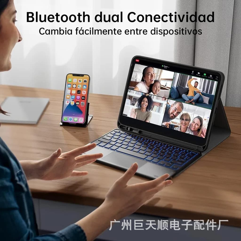 Capa protetora de couro com teclado Bluetooth para tablet Samsung A11+, compatível com A9plus Magic Control LYPV
