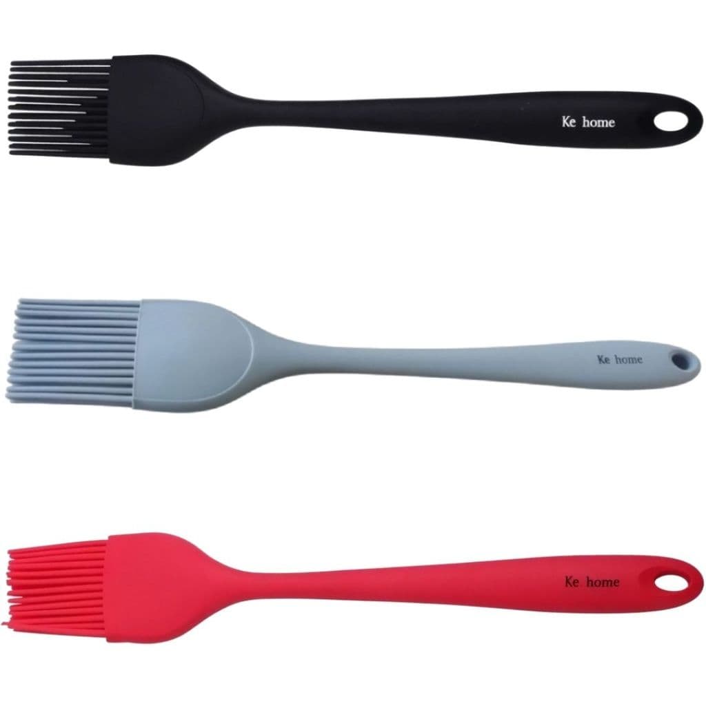 Pincel Silicone Vermelho Cinza Preto Culinário Cozinha Utensílio Confeitaria Receitas Resistente
