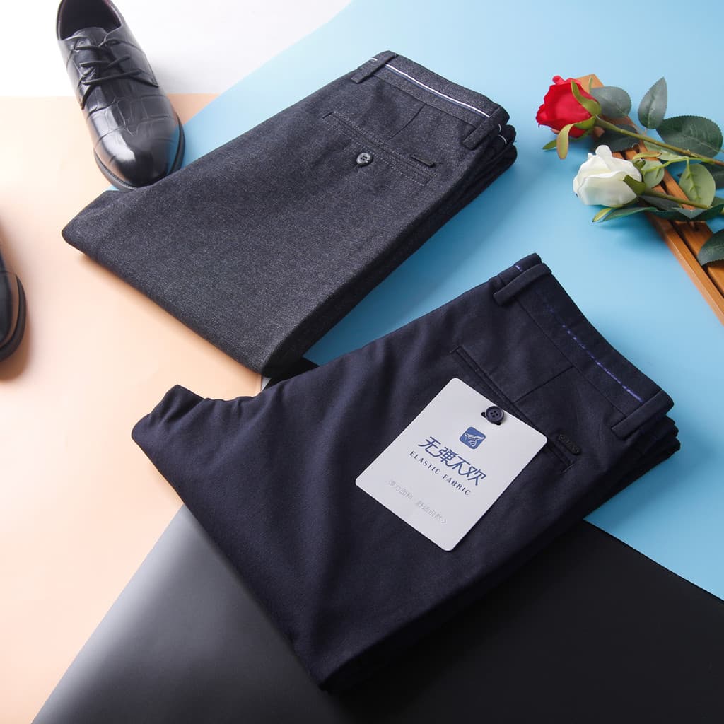 Hl2834 série mar calças casuais retas masculinas Micro-elásticas sob medida juventude outono inverno estilo grosso