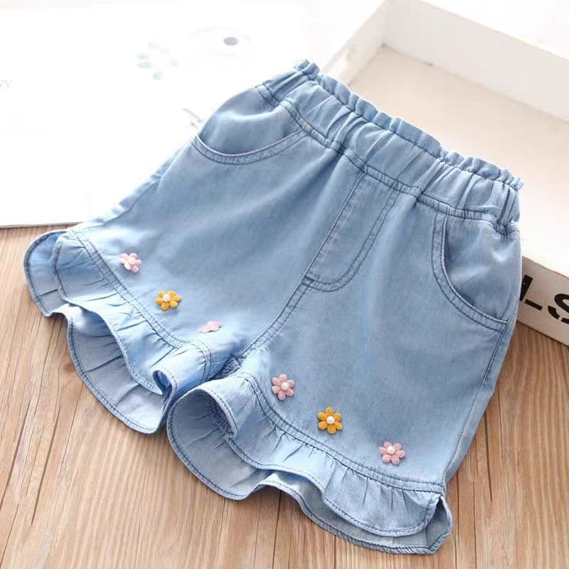 2025 novo estilo básico meninas Denim Shorts verão meninas verão luz calças casuais médio pequeno crianças Jeans