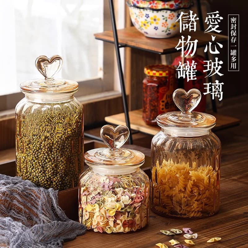 Frasco selado de vidro criativo amor armazenamento jar transparente âmbar lanches de alto valor doces chá armazenamento