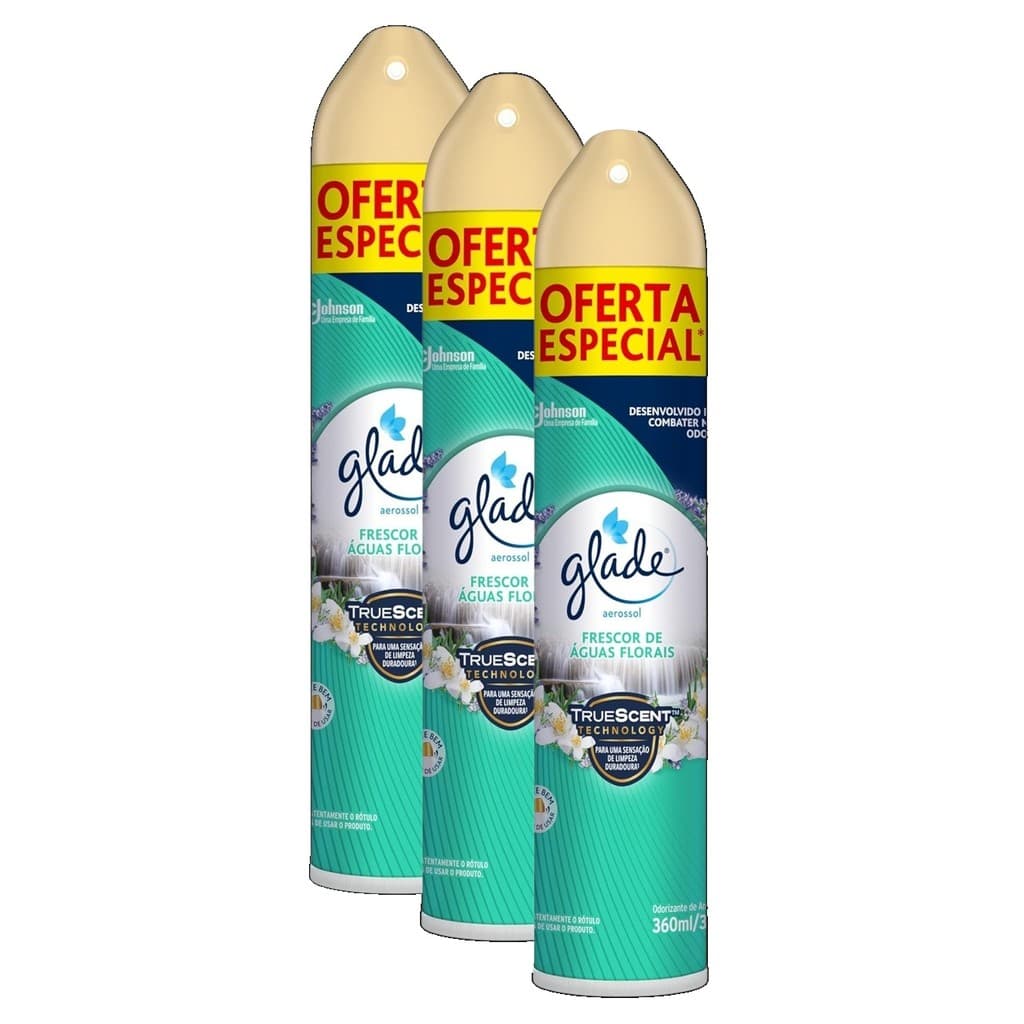 kit 3 Glade Aromatizador de Ambiente Odorizador de Ambiente ÁGUAS FLORAIS Aerosol 360ml