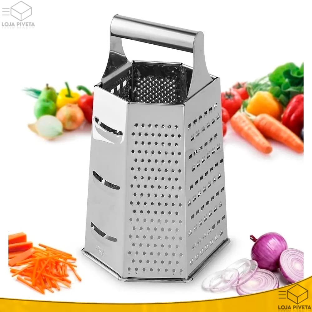 Ralador Manual 6 Faces Multiuso Original  Inox 22cm Legumes Queijos Fruta 6 Lados Pronta Entrega OFERTA