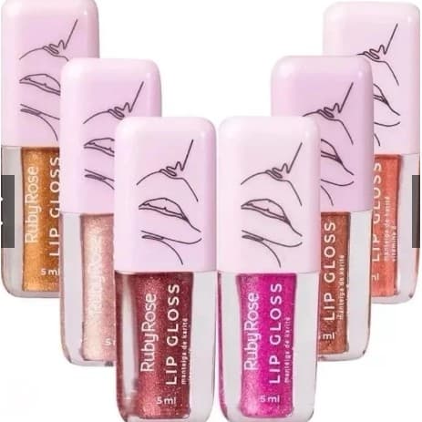Lip Gloss Brilho Labial Com Glitter Ruby Rose