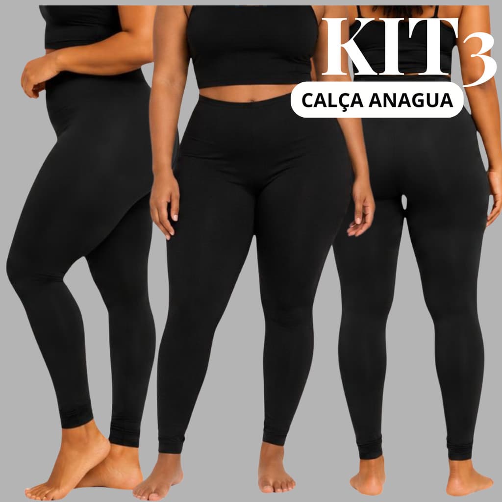 KIT 3 Calça Anágua Feminina Segunda Pele Para o Frio Não Marca Tira Transparência