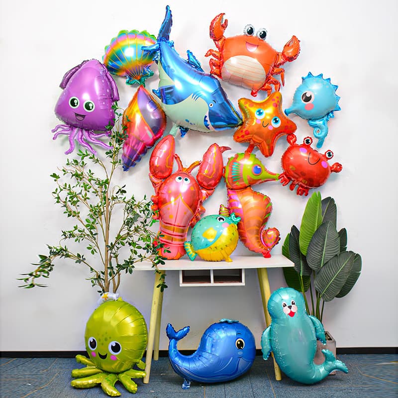 Balão De Alumínio Tema Fundo Do Mar Lagosta Golfinho Água Viva Para Decoração De Festa De Aniversário Brasi